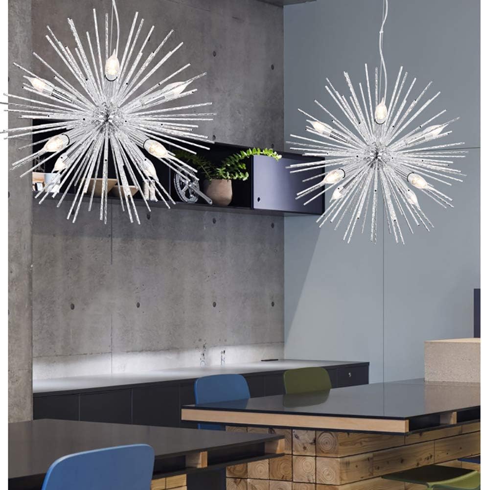 Post Modern Pendant Lighting 12 Lights Sputnik Chandelier Gold Flush Mount Ceiling Light Fixture for Hallway Bar Kitchen Dining Room,E14,Silver,12 Lights