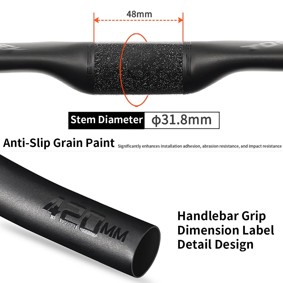 Manubrio per Bici da Strada Fibra di Carbonio 31,8mm 380/400/420/440mm Integrato Manubrios Gravel Leggero Piegato Lunghezza 70mm Curvatura 126mm Passaggio Cavi Interno