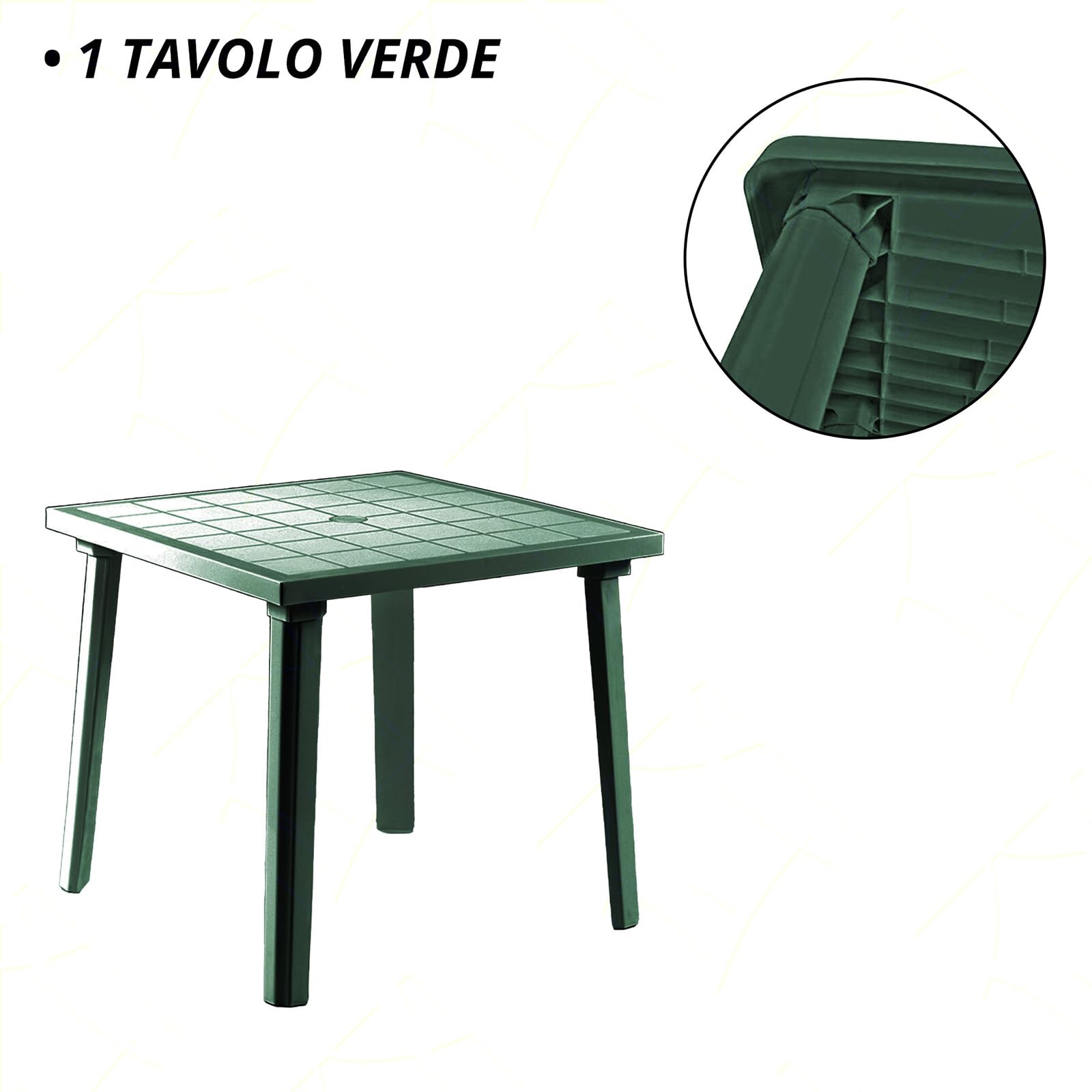 Sicignano - Lot de 4 fauteuils Ratak avec table carrée week-end 80 x 80 cm - polypropylène empilable avec accoudoirs facile à installer, mobilier intérieur extérieur jardin fabriqué en Italie
