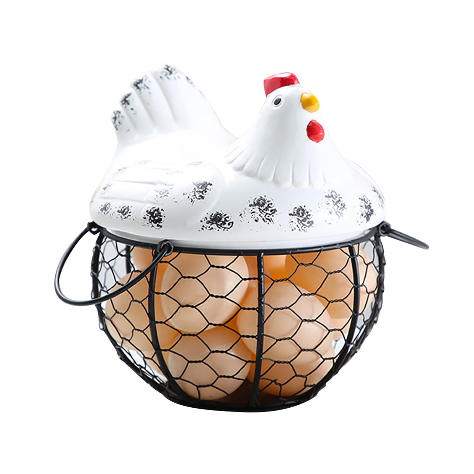 ulafbwur Iron Egg Storage Egg Storage Basket Chicken Shape Decoration Iron Anti-Slip Egg Storage Container for Kitchen Egg Storage Container Egg Storage Container