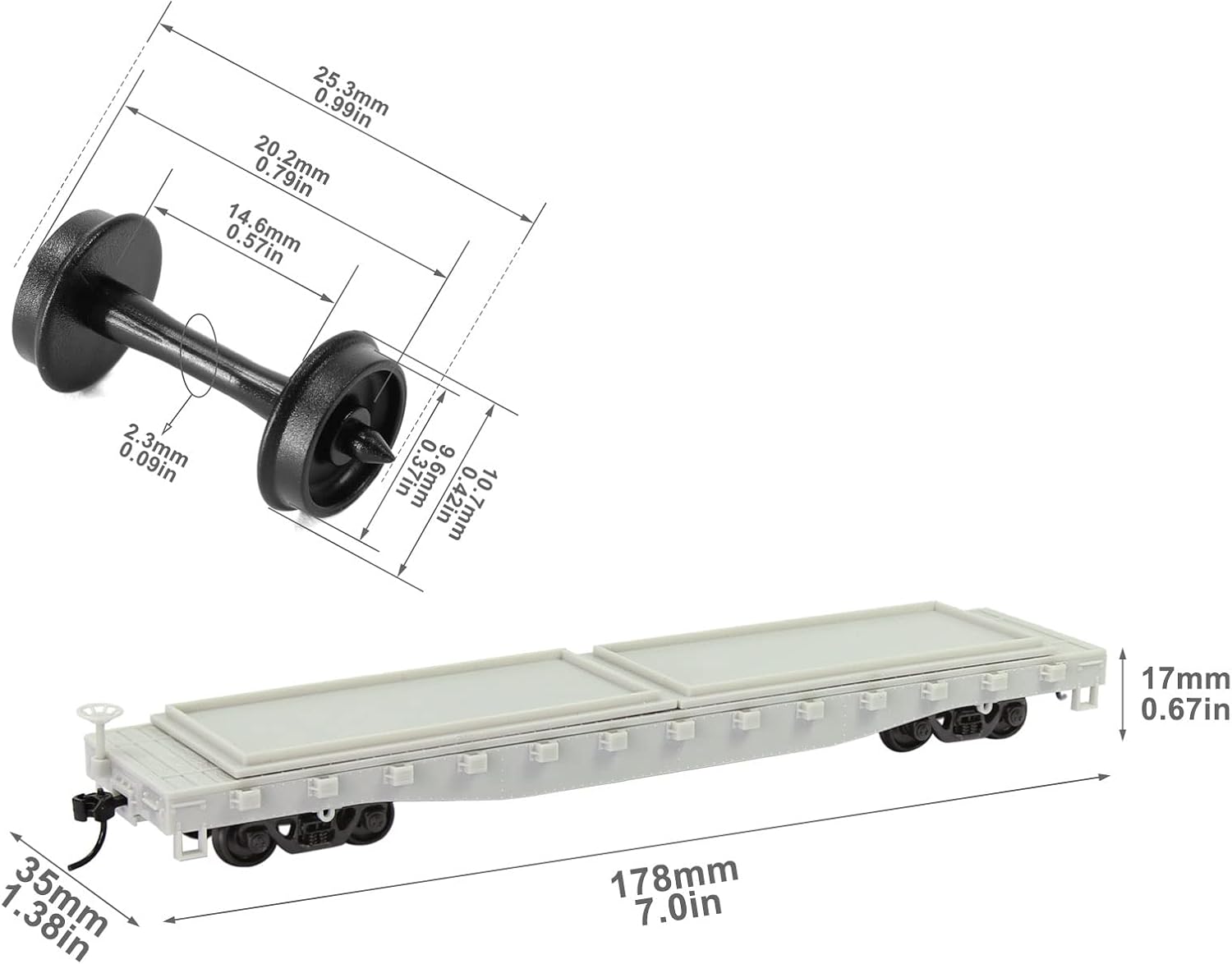 Evemodel C8741JJ 2pcs HO Scale 1:87 Blank Unassembled Uncloored Flat Car Model Railway Wagon