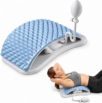 UJoowalk Back Stretcher for Lower Back Relief, Air Adjustable Lumbar Support Board with Extra-Wide Panel, 98 Massage Nodes, Spine Stretching Device for Posture Support & Flexibility Blue