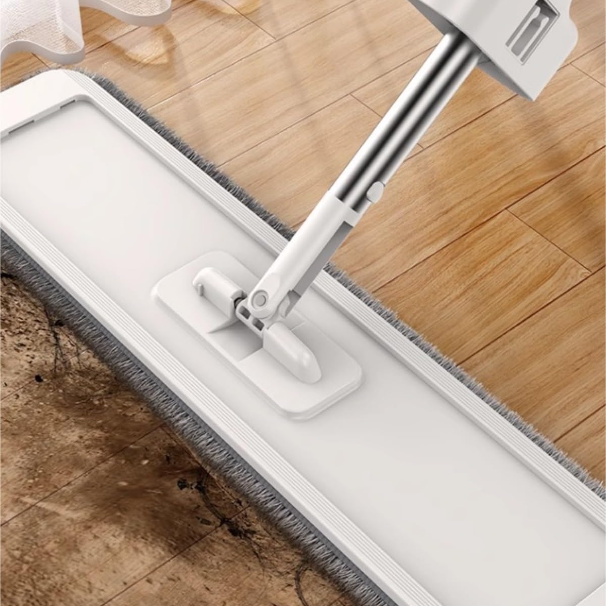 Mopa De Limpieza Trapeador De Piso De Madera For El Hogar con Paño Absorbente Plano Y Manos Libres Hogar Cocina