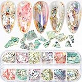 12 Colors Colorful Irregular Abalone Seashell Slices 3D Nail Art Sequins Supplies Nail Art Shell Sli