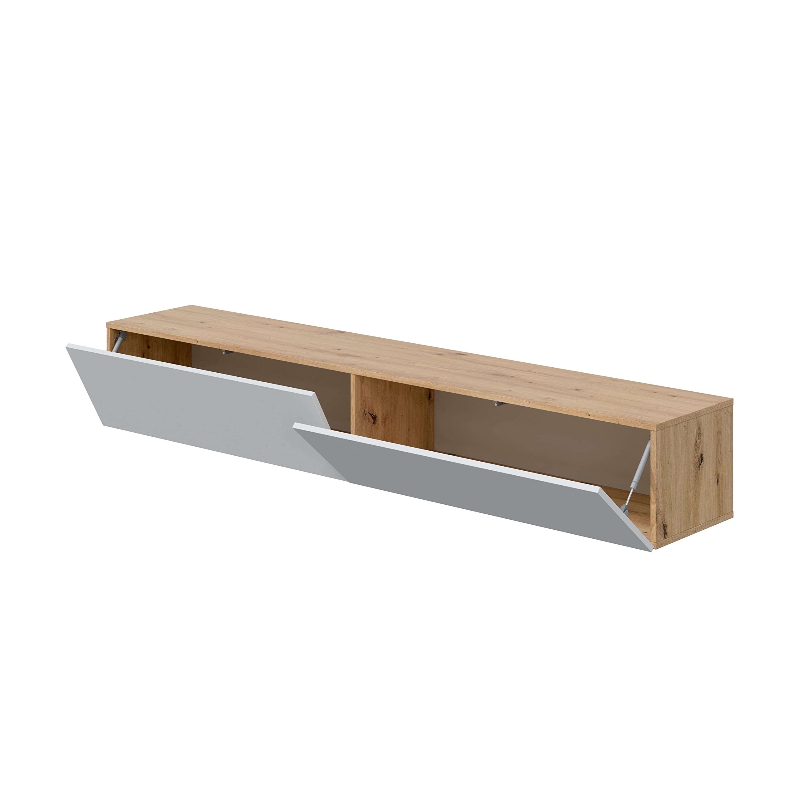 Habitdesign Muebles TV de Comedor Kaway Color Roble Nodi y Blanco Artik 35x180x28 cm