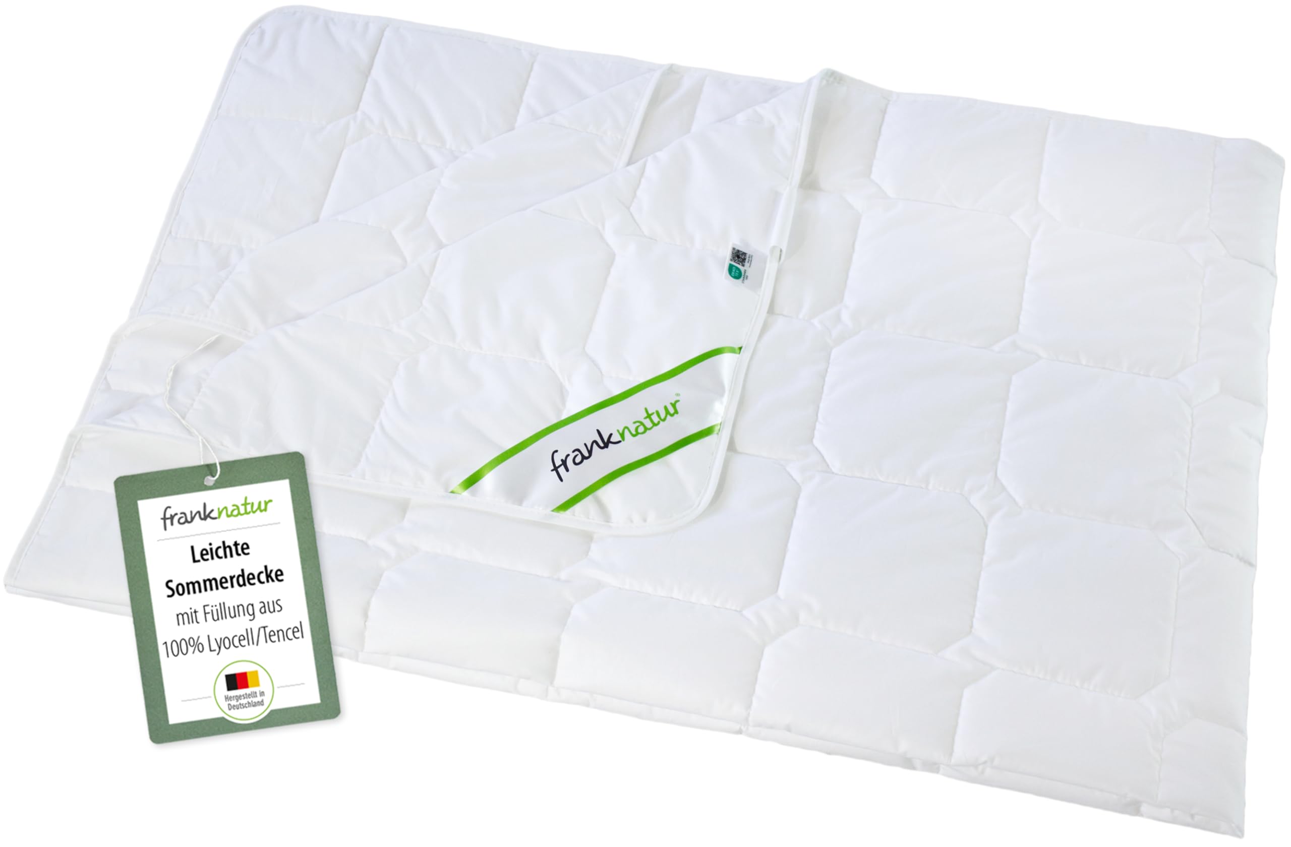 franknatur Lyocell Bettdecke 135x200 - Tencel Sommerdecke mit Baumwollbezug, leichte Sommerbettdecke, atmungsaktiv, waschbar, Oeko-TEX