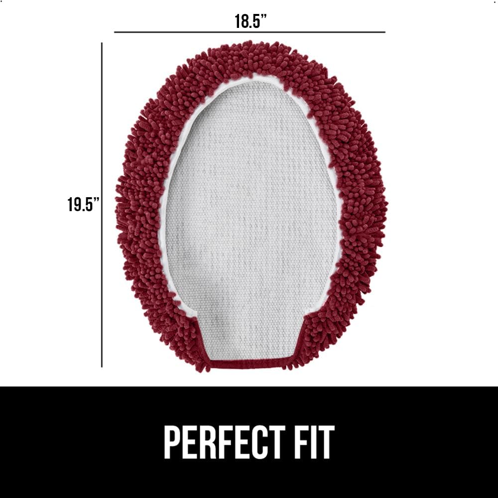 GORILLA GRIP Soft Chenille Bathroom Toilet Lid Cover, Machine Washable Seat Covers, 19.5x18.5, Stays in Place Rubber Backing, Fits Most Round, Elongated and Oblong Lids, Accessories Decor, Burgundy