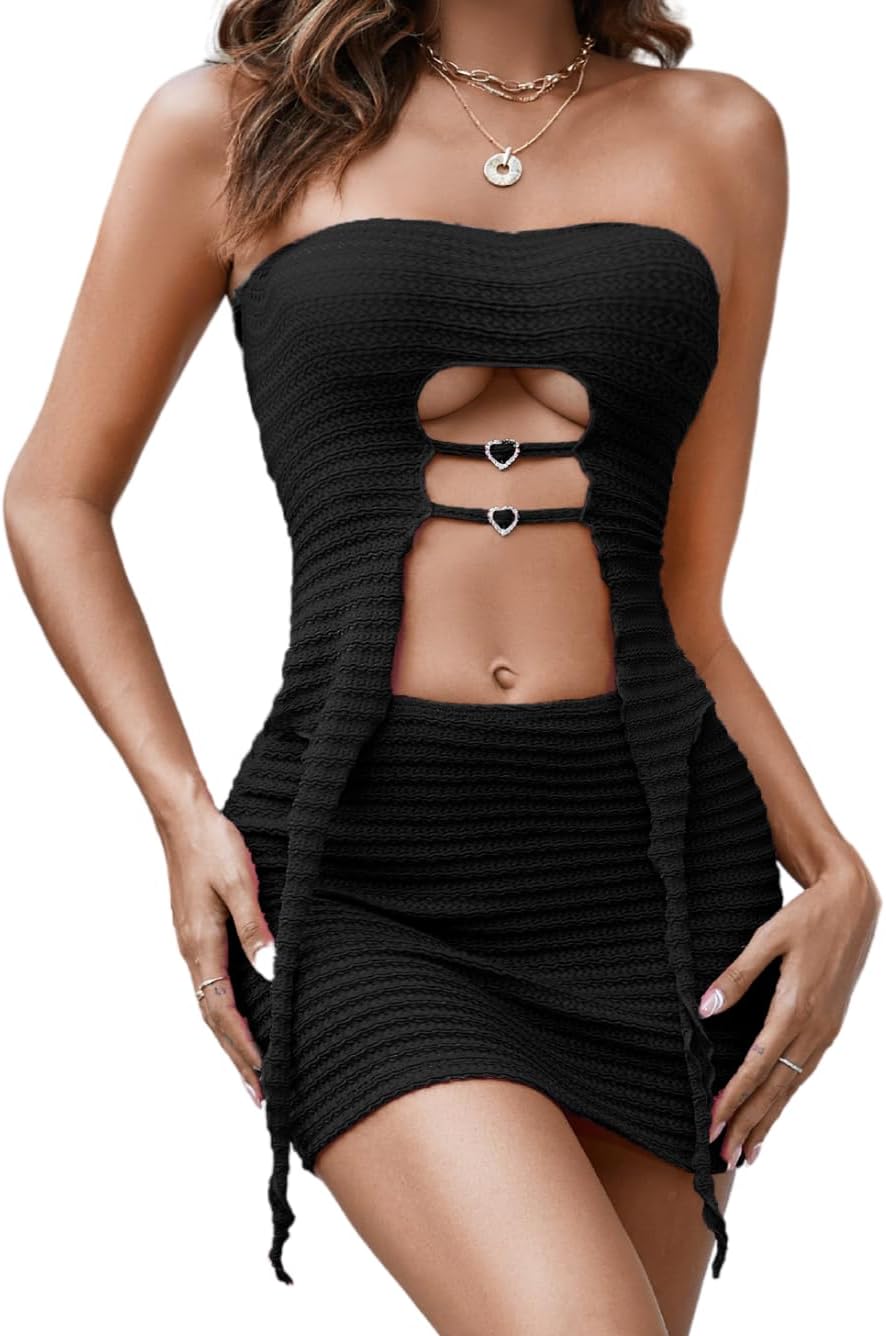 Kaei&Shi 2000s Mini Skirt 2 Piece Set, Sexy Night Out, Rave Party Clubwear