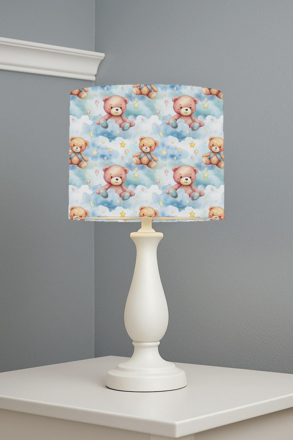 Teddy Bear Dreams lightshade – 20 x 18.5cm Table Drum Shade | E33BB8