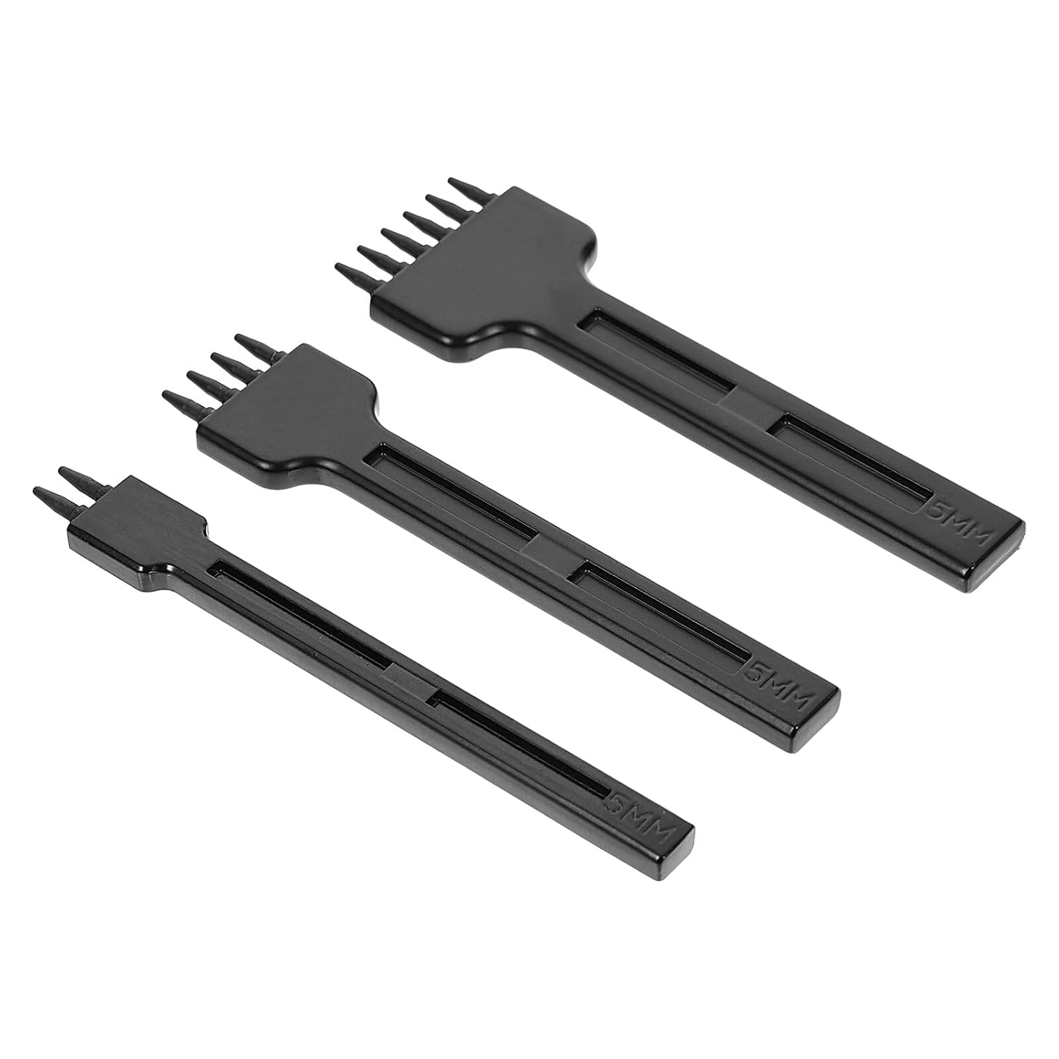 GARVALON Leather Punching Tool Set 3pcs 5mm Black High-Carbon Steel DIY Leathercraft Hole Punch for Stitching and Craft Supplies