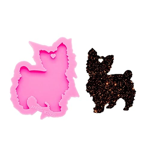Shiny Cute Cat Resin Mold Dog Keychain Silicone Molds Cat Dog Tag Molds Epoxy Craft Key Ring Pendant Decoration Molds Silicone Mold for Resin Casting with Hole Chocolate Fondant Mold