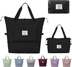 Large Capacity Nylon Folding Travel Bag, Foldable Travel Duffel Bag, Portable Travel Lightweight Waterproof Oxford Fabric Duffel Bag for Sports, Gym, Vacation (Black,Pack of 1)