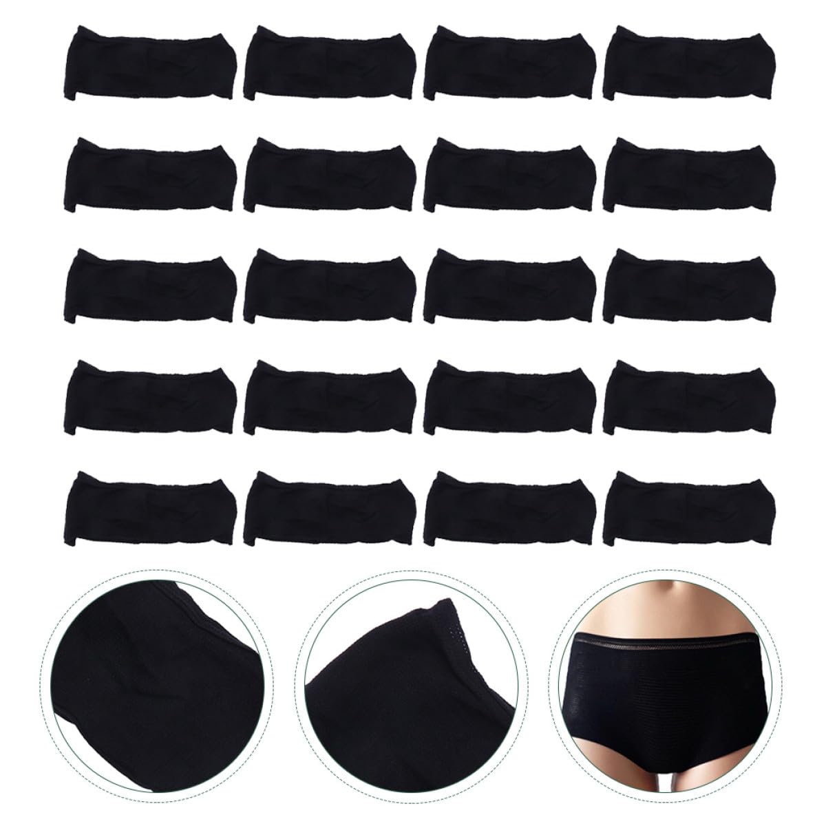 VILLCASE Bragas Postparto de Algodón Transpirables y Plegables para Mujer, Paquete de 20 Unidades Negras, Ideales para Sauna y Periodo Menstrual