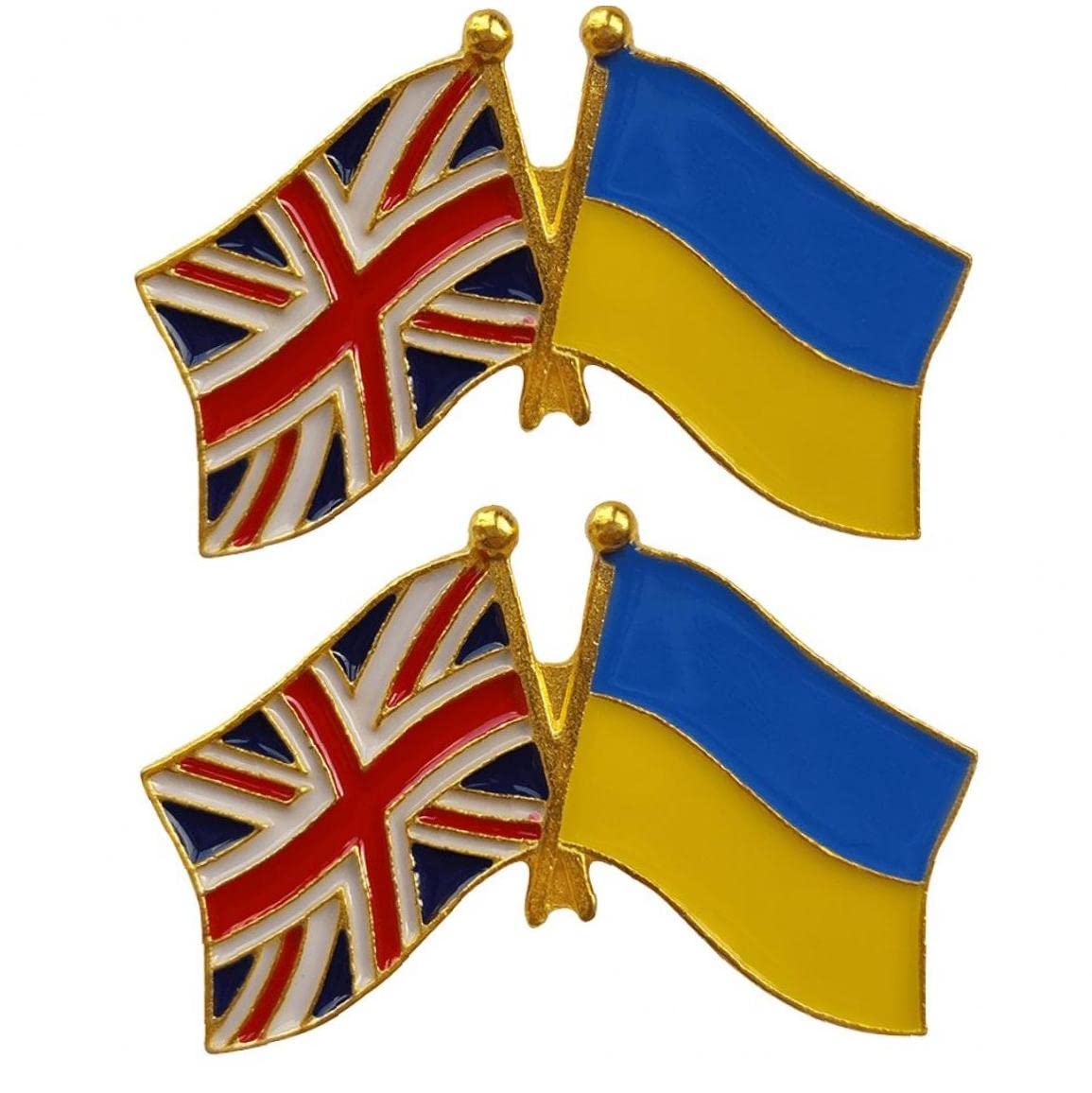 Tossper Clear British Ukrainian Flag Brooch Pin, 2 Pcs Uk Ukraine Flag Friendship Badge Support Ukraine Brooch For Celebration Sports Event, 1.6X1 Inch/4X2.5cm