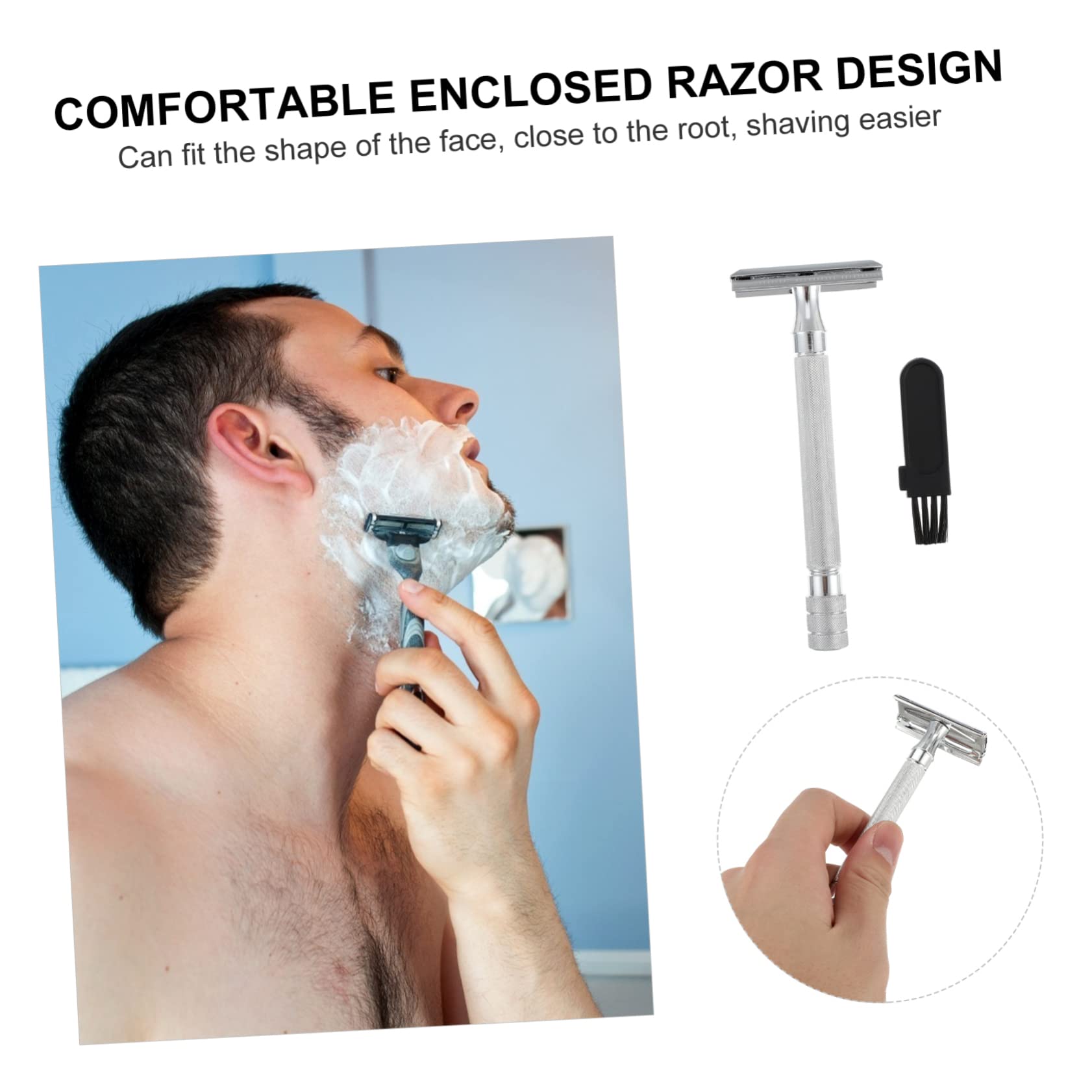 Gogogmee 2pcs Facial Razor Double Edge Safety Razor Men's Shaving Tool Beard Trimmer Reusable