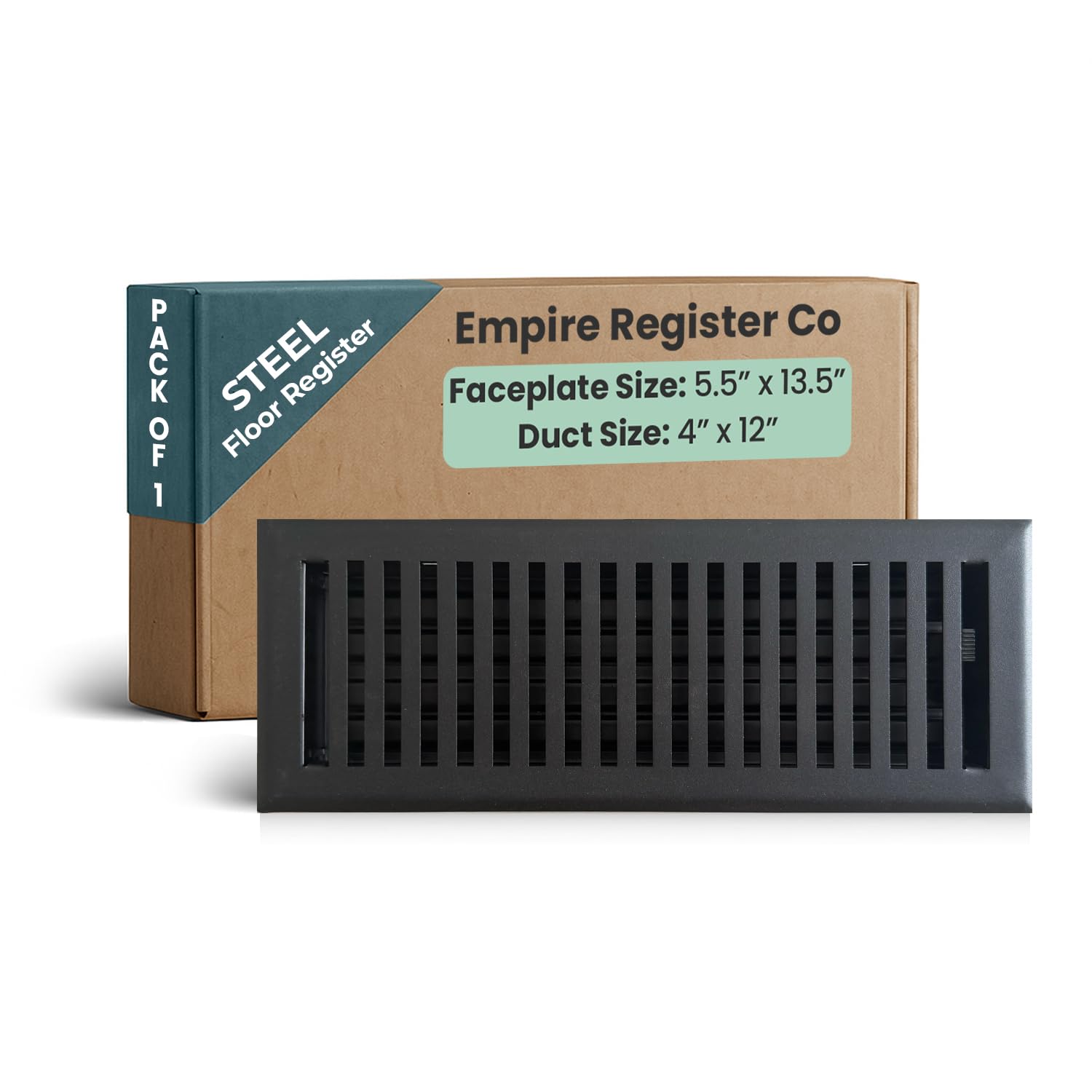 Empire Register Co, Lüftungsabdeckung, 10,2 x 30,5 cm, modernes Design, strukturierte schwarze Oberfläche, robuste Bodenlüftungsabdeckungen, Metalldämpfer angebracht. Lüftungsabdeckungen nur für den