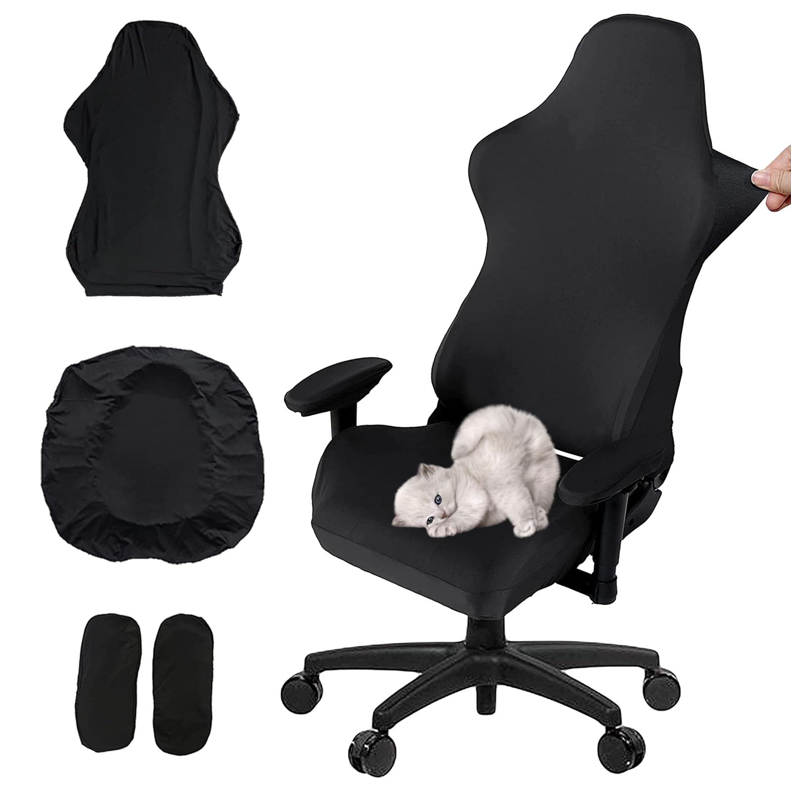 Gaming Stuhl bezug - gamingsthuhl 4Stück bürostuhl mit Armlehnen/stuhlrücken bezug/sitzbezug bürostuhl, für Computer stühle/dx Racing/pc sitzbezug Stuhl-kein Stuhl, Schwarz by OxiMet