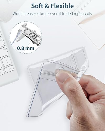 Miniatura 3 de Pawfly Paquete de 6 portatarjetas de identificación, estuche horizontal de plástico transparente con cremallera resellable, suave e impermeable,