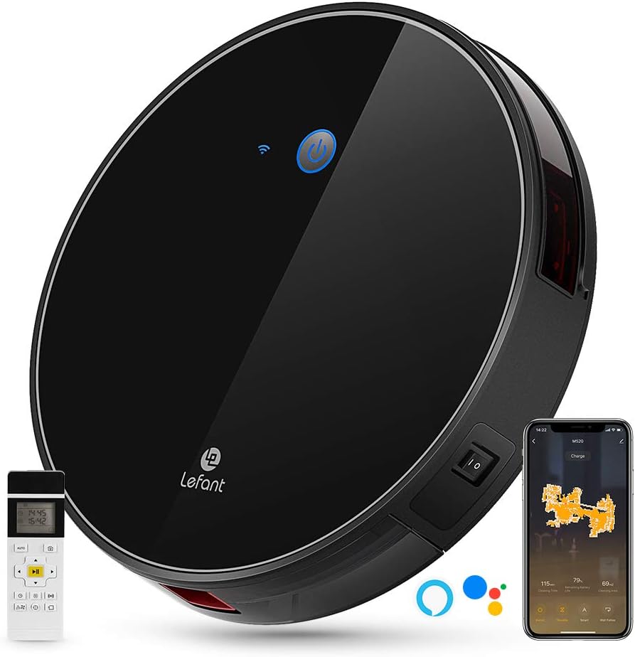 Lefant Robot Vacuum, M520 Robotic Vacuums Cleaner, 2200Pa Strong Suction, Wi-Fi Connectivity Robotic Vacuum, Compatible with Alexa and Google, Self-Charging, Good for Pet Hair, Carpets, Hard Floors