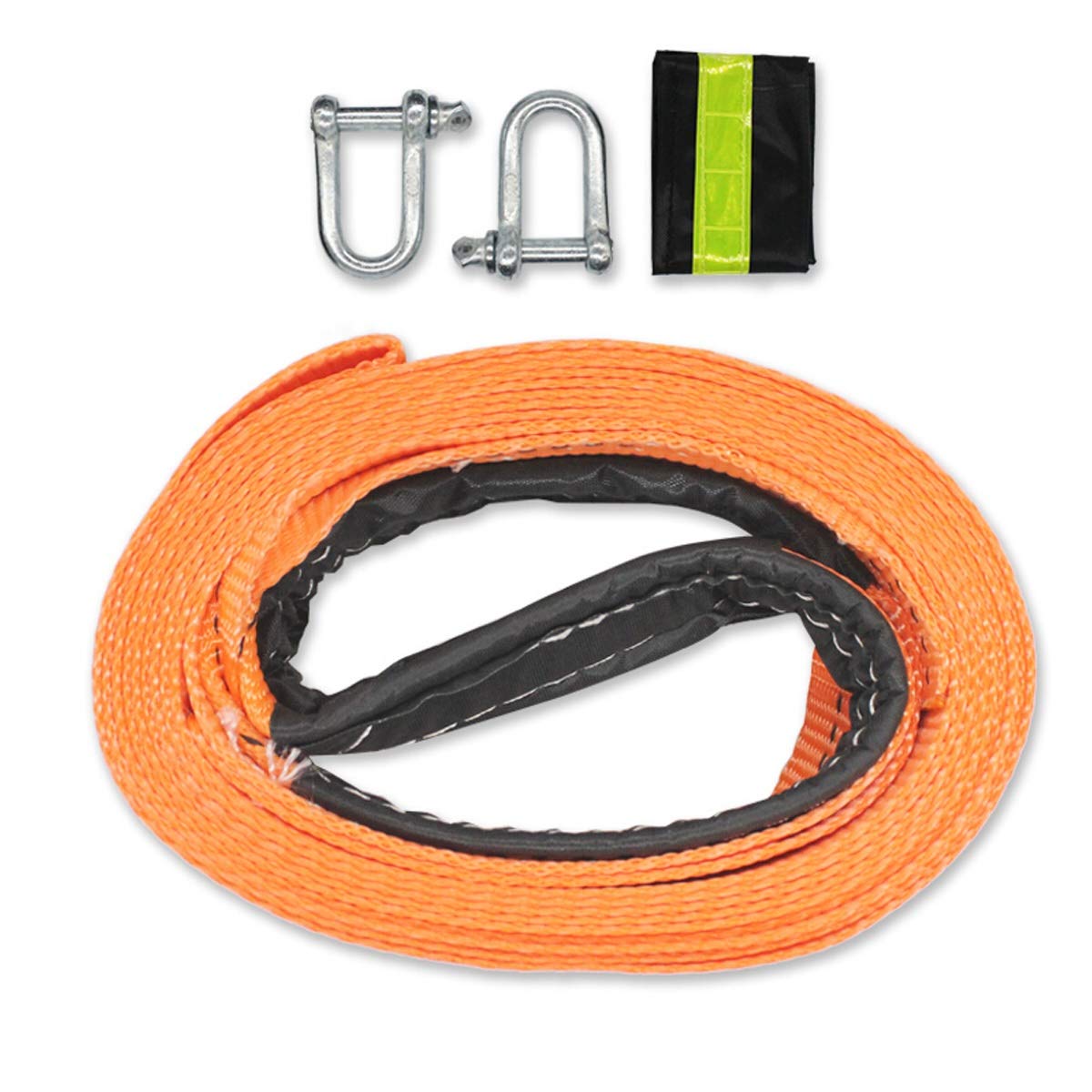 Cinghia per Cavo di Traino da 5 Metri, Cinghia per Traino per carichi Pesanti 4 × 4, con 2 Ganci per Fune di Traino, Cinghia per Traino di 5 tonnellate (11023 lb)