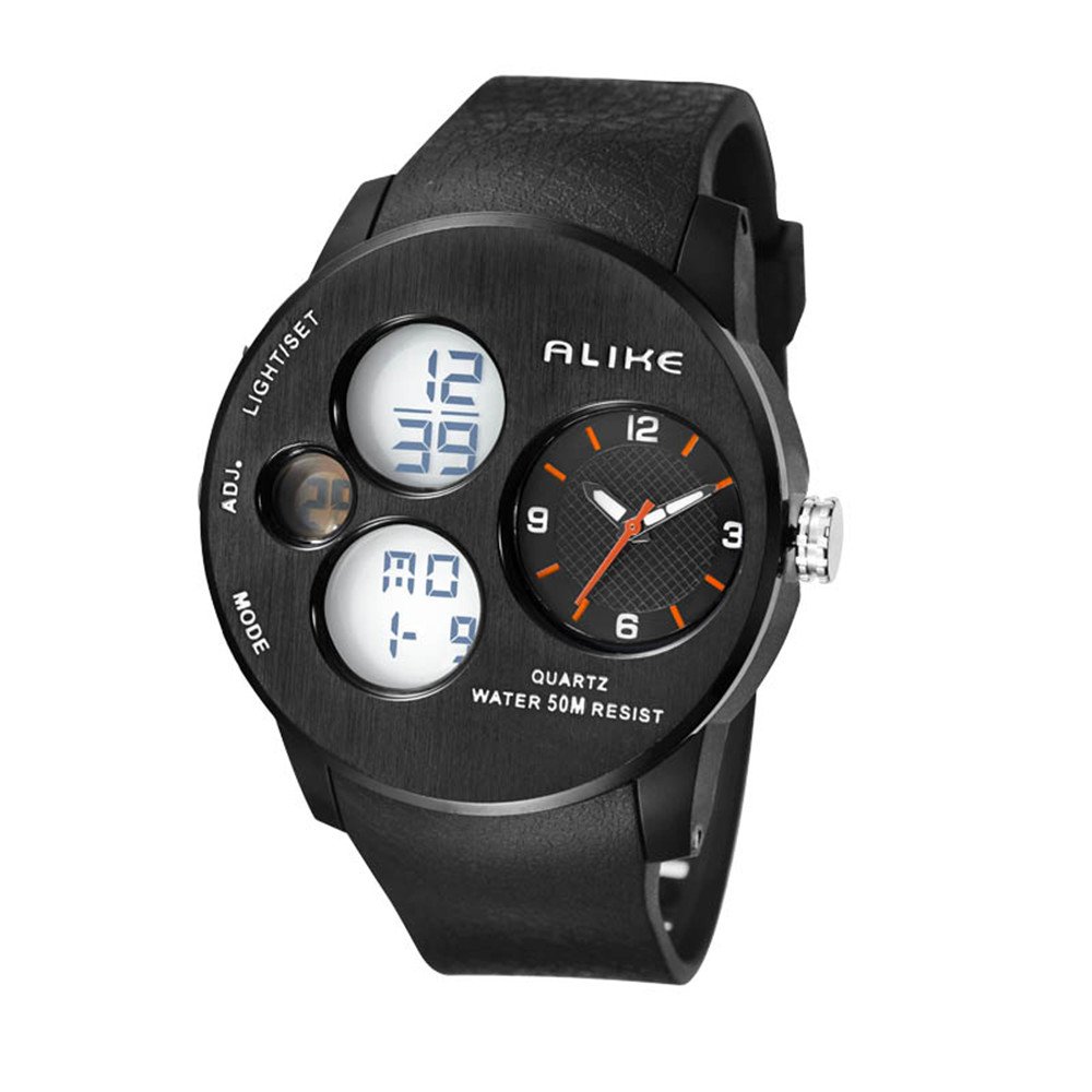 Colofan Alike Ak16120 Fashion Luxury Special Digital Watch Quartz Dual Times Shows Waterproof Wristwatches (Orange)