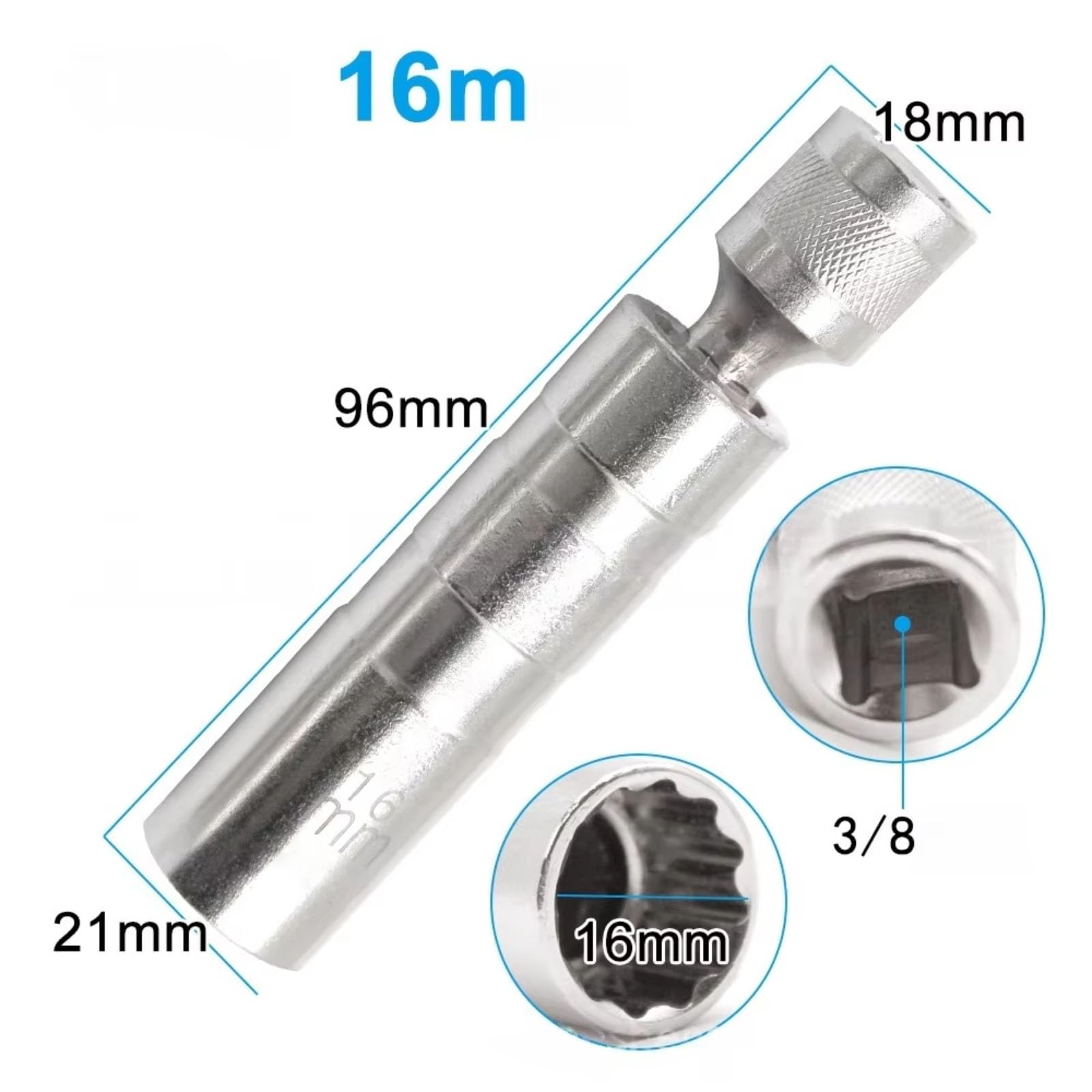 Herramienta De Extracción De Llave Inglesa Bujías Giratorio Pared Delgada Automotriz Magnético para Unidad De Enchufe Bujía 12 Puntos Bujía Giratoria Flexible