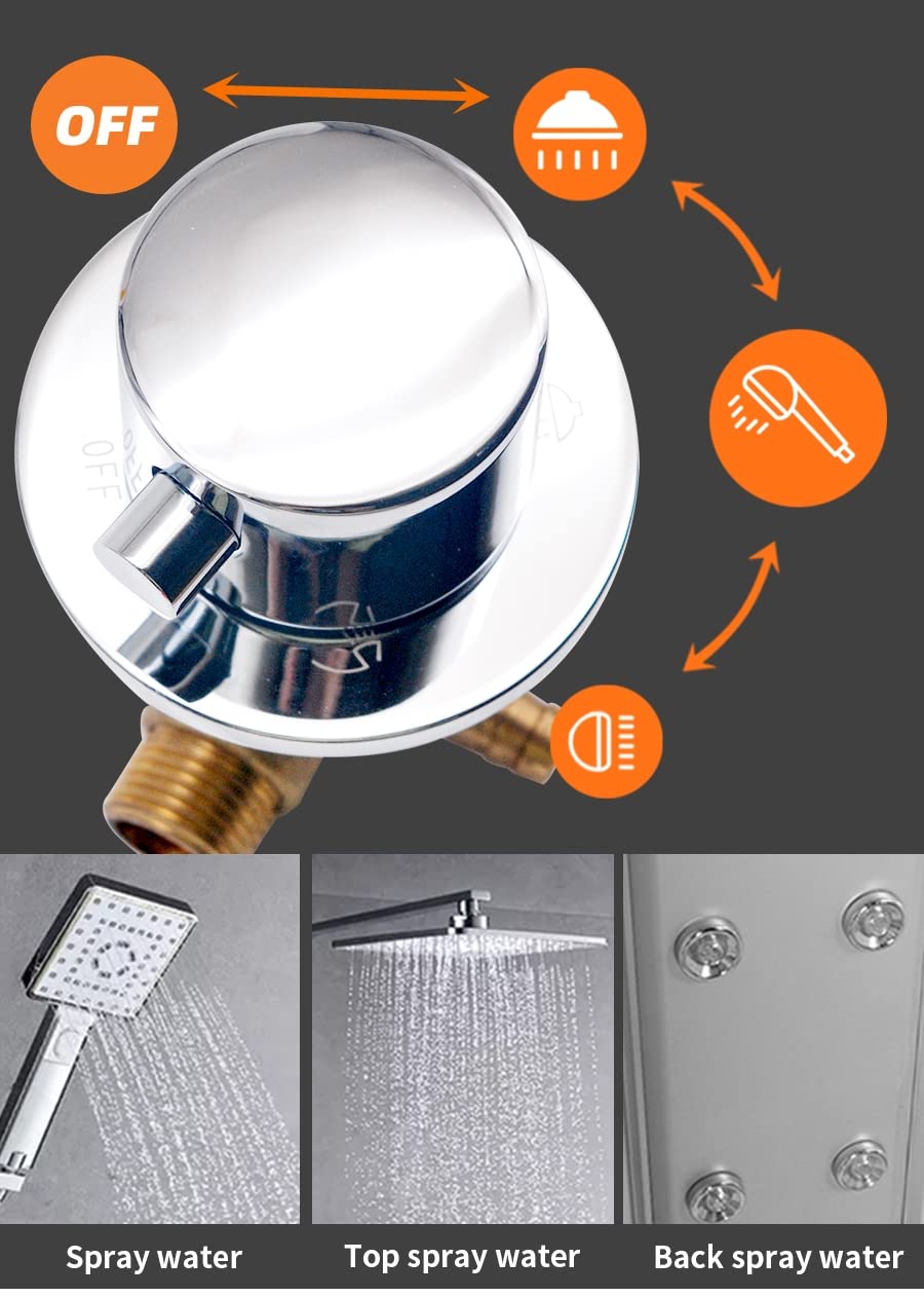 Grifo de Ducha Termostático 2/3/4 Válvula de Ducha de Latón de Paso Directo Mezclador Control Válvula Direccional Conexión de Manguera Interruptor