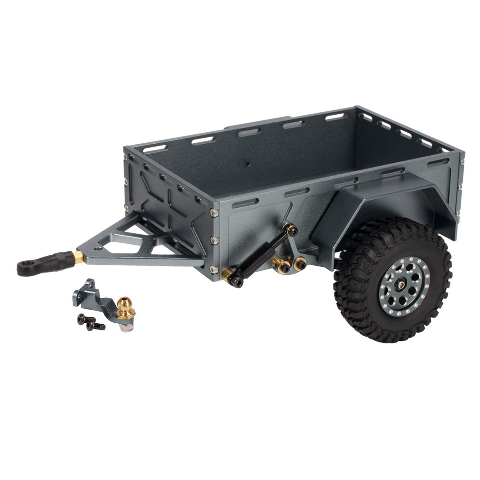 KEEDA 1/18 1/24 RC Crawler Car Aluminium Alloy Trailer for 1:18 TRX4M 1:24 Axial SCX24 RC Crawler Car Upgrade Accessories (Alloy Wheels, Titanium) โ image 1