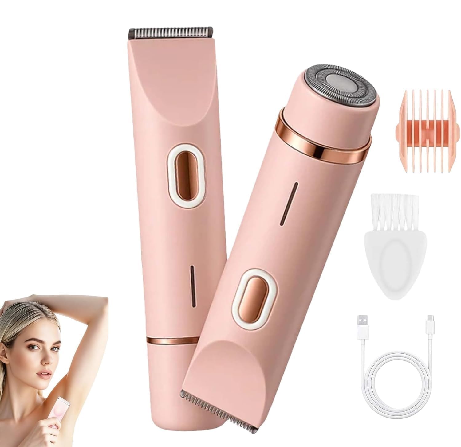 Depiladora Intima Mujer, Afeitadora Electrica Mujer, Rasuradora Mujer Zona Intima Y Cejas, Resistente Al Agua IPX7, Adecuada Para Zona Del Bikini, Piernas, Axilas Y Vello (Rosa)
