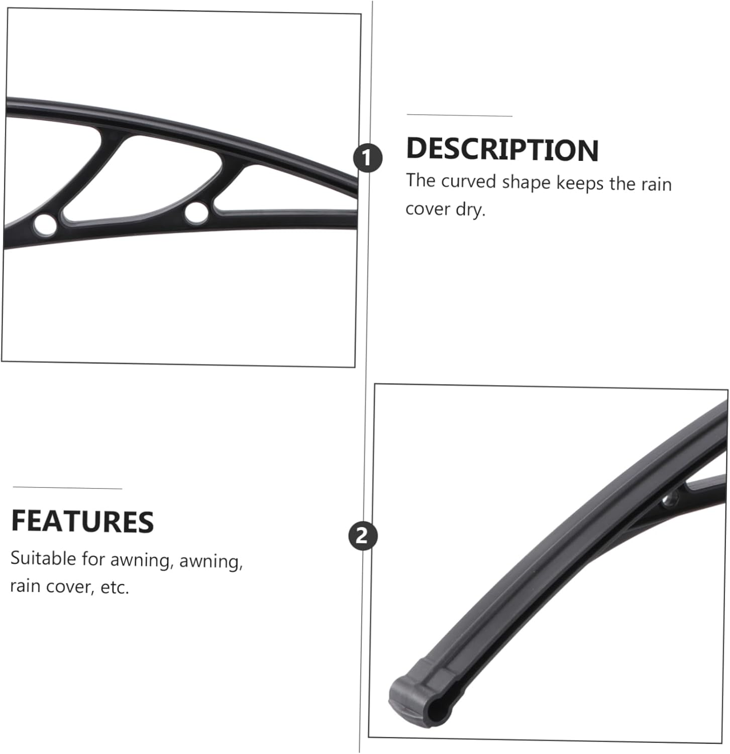 Outdoor Balcony Awning Holder Rain Cover Bracket Curved Design 3mm Bracket Slot