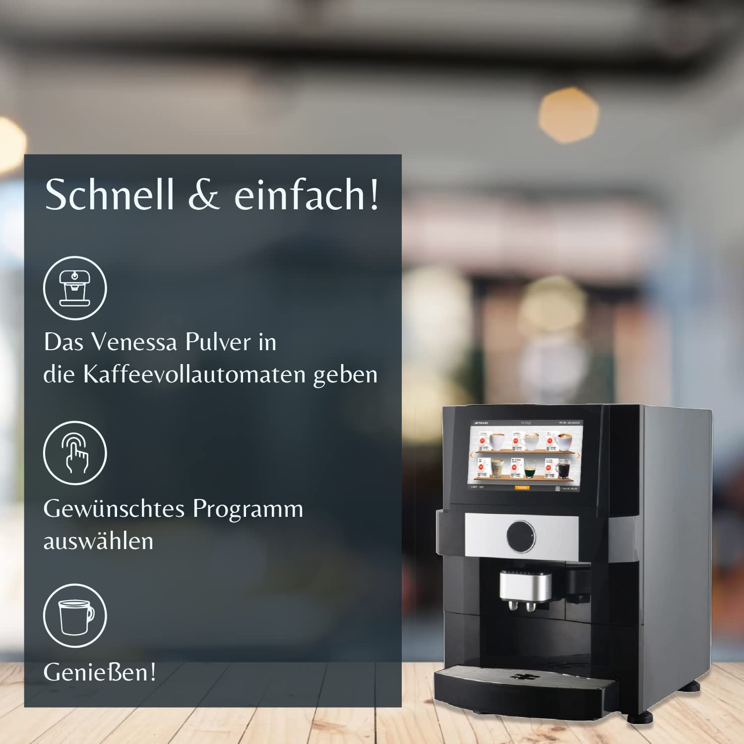 VENESSA VDC 15 Trinkschokolade 10 x 1kg, mit 15% Premium Kakao und Milchanteil für Vending-Automaten, leicht süß, cremig