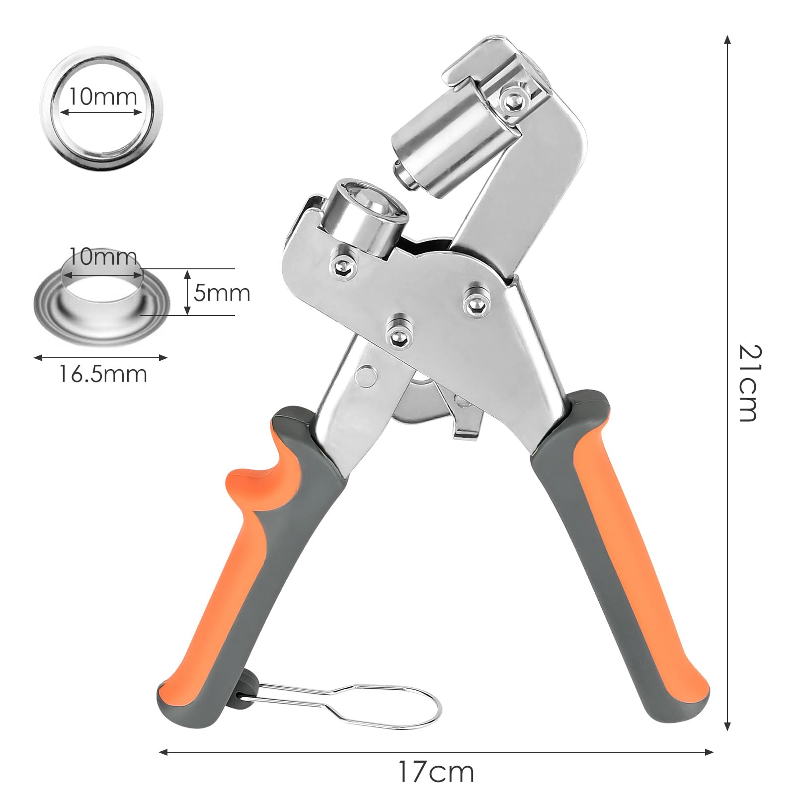 Pinza professionale per occhielli con 400 occhielli (diametro 10 mm), kit di attrezzi per occhielli, punzonatura magnetica in acciaio al carbonio, pressa per occhielli magnetica, set di pinze per