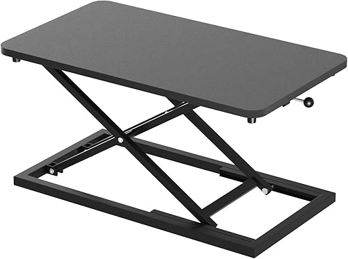 Decoholic Elevador de teclado y mouse de 24 pulgadas, color negro, pequeño y elevador de ratón, convertidor de escritorio de pie ajustable en altura