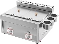 Vista 3 de Freidora comercial para encimera, 2 x 6.3 cuartos de galón, gran capacidad, doble tanque de gas, freidora de gas comercial de acero inoxidable con 2