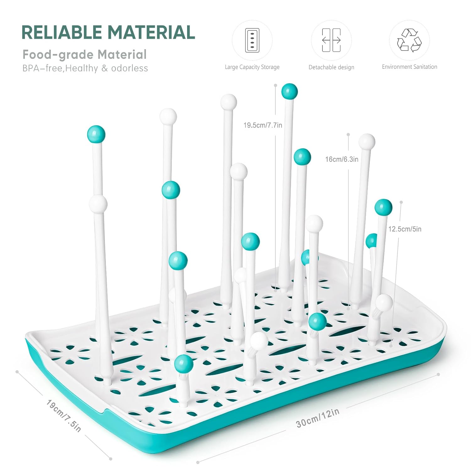 Termichy Baby Bottle Drying Rack with Tray, High Capacity Bottle Dryer Holder for Bottles, Teats, Cups, Pump Parts and Accessories, Green