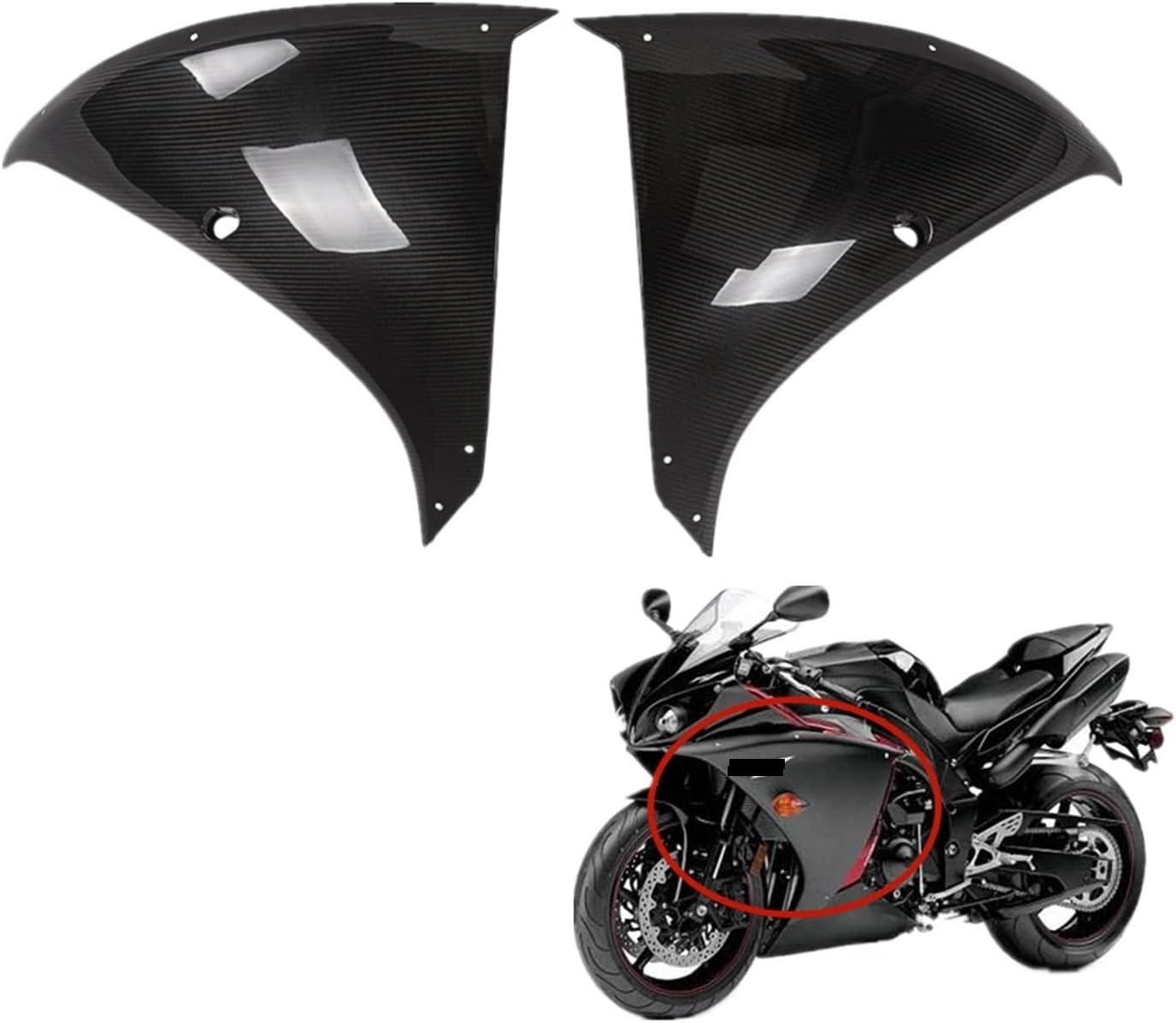 リアルカーボンファイバーサイドパネルフェアリング ヤマハ YZF R1
