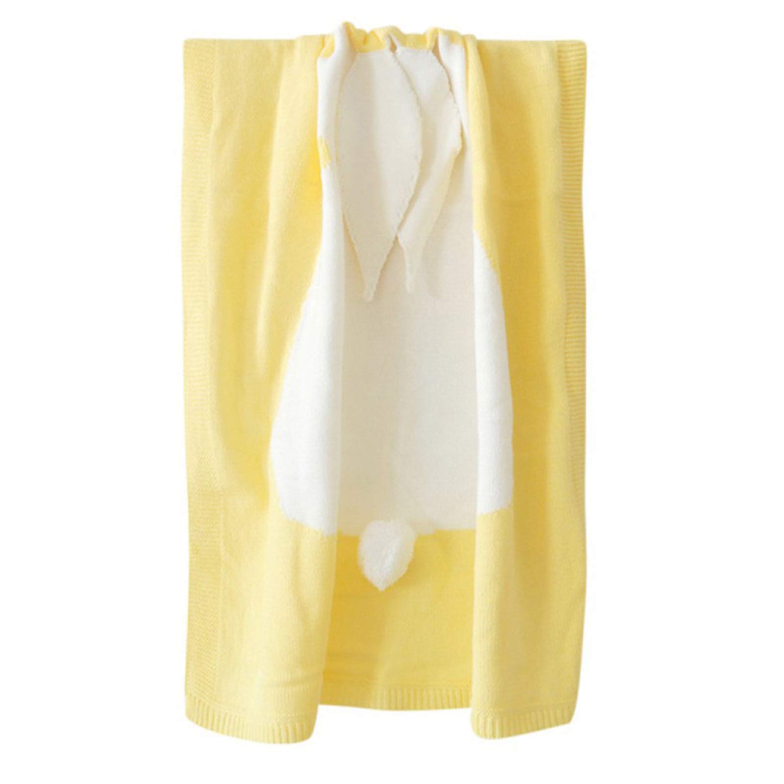 Couverture oreilles de lapin jaune en laine d'agneau 73x108cm