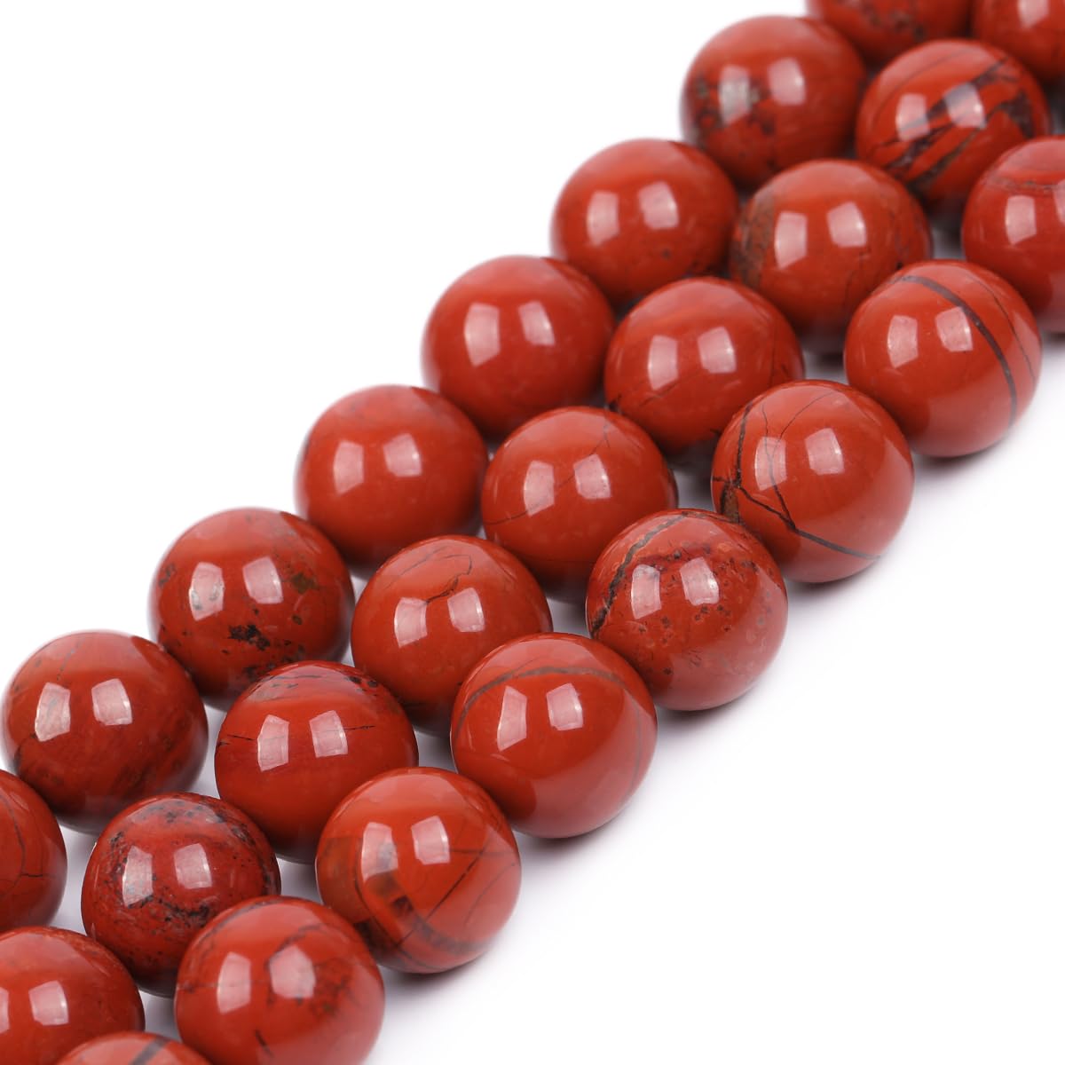 GEM-Inside Natural 14mm Red Jasper Round Gemstone Semi Precious Loose Beads for Jewellery Making 15'' - Image 3