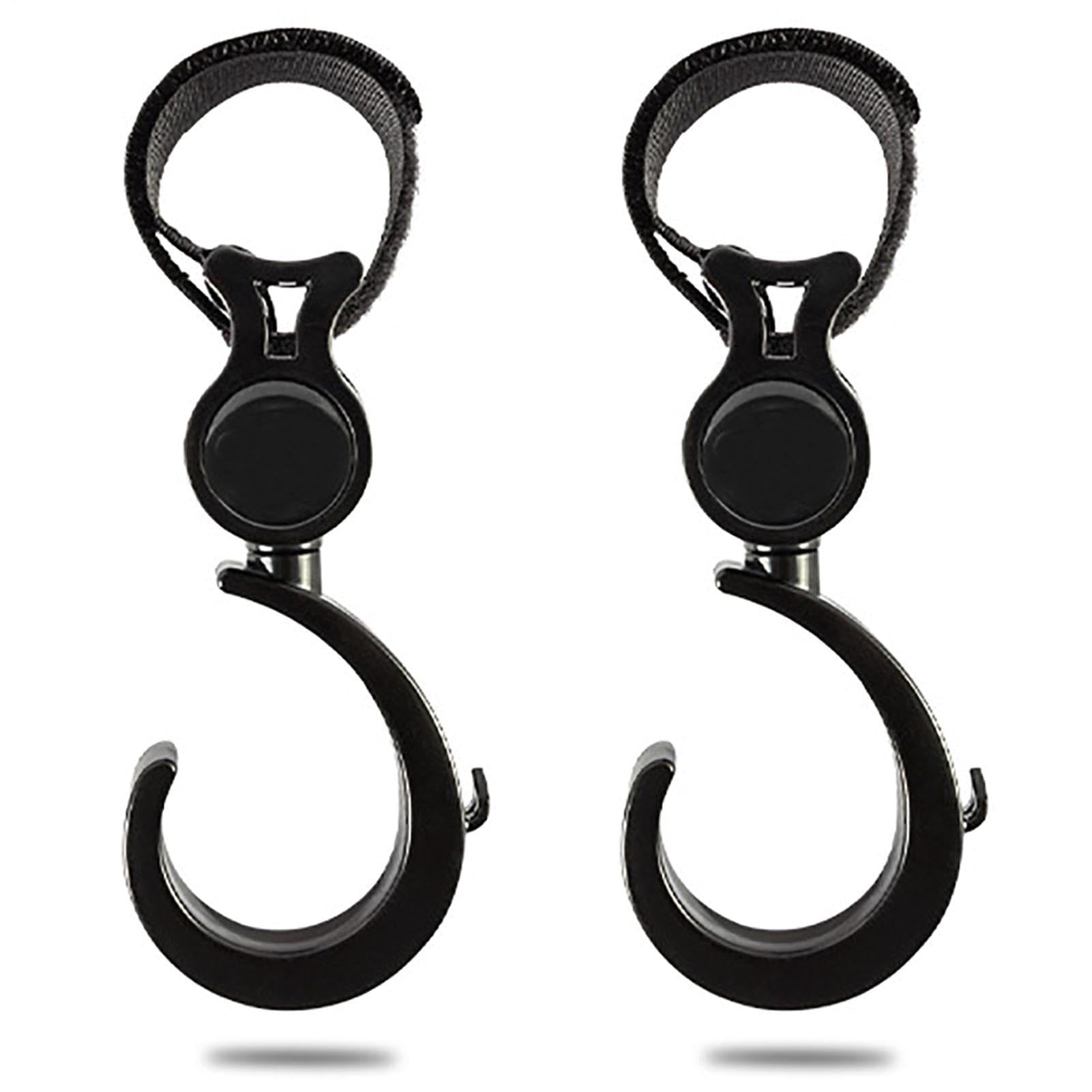 Clips universales para cochecito, ganchos giratorios de 360 grados, paquete de 2 ganchos multiusos para bolsas de pañales, accesorio de compras, organizador de viaje fácil de instalar, ideal para