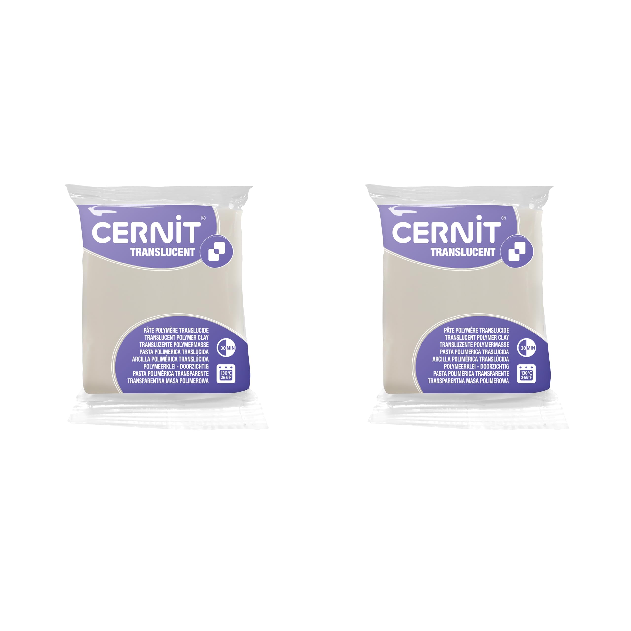 CERNIT CE9256024AMZC - A Batch of 2 Translucent Polymeric Doughs Modelling and Baking Dough - Phosphorescent Colour - 2 x 56 g Blocks - Manufactured in Belgium
