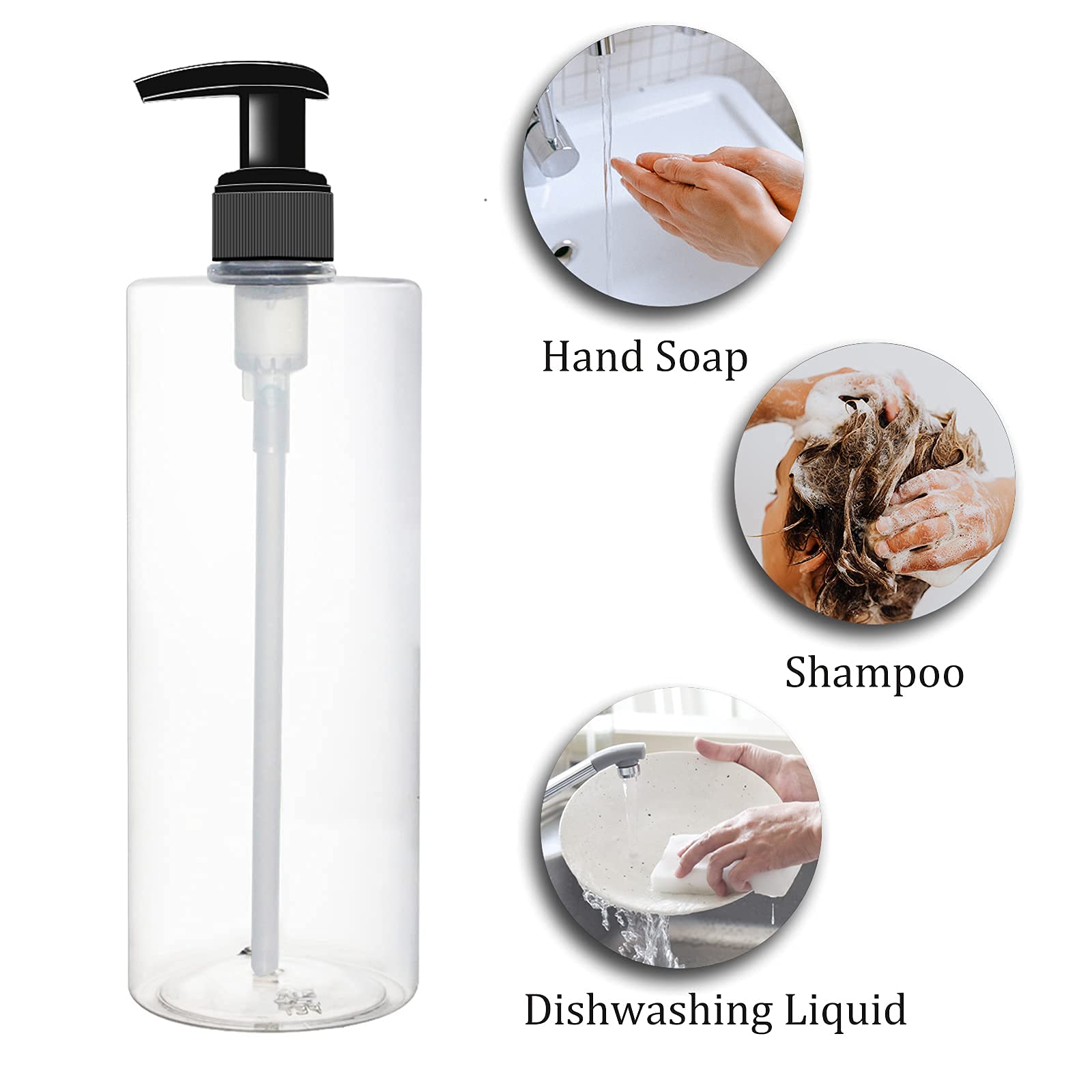 Plastikowe butelki dozujące z pompką do masażu, szamponu, balsamów, butelek z pompką do mycia ciała, pojemniki do wielokrotnego napełniania z pompką, 1 lejek, 8 etykiet kredowych, 6 szt
