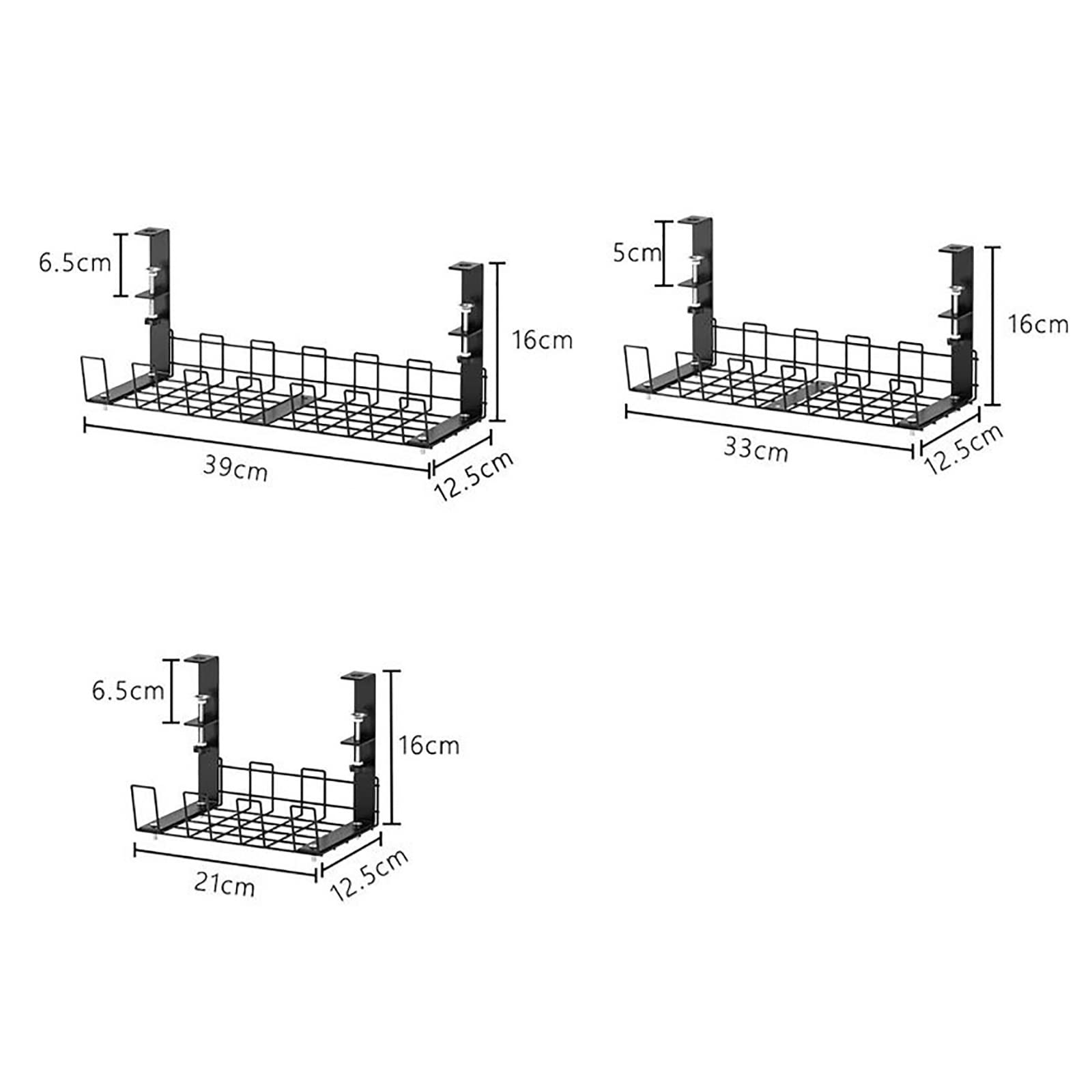 Taca do zarządzania kablami pod biurkiem Organizer na kable Wtyczka druciana pod koszem pod biurkiem Zarządzanie kablami Stojak Przechowywanie pod biurkiem Organizer na kable (kolor: czarny, rozmiar: S)