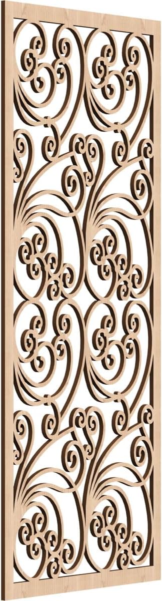 13 3/8"W x 34 3/8"H x 1/4"T Marilla Decorative Fretwork Wood Wall Panels, Hickory