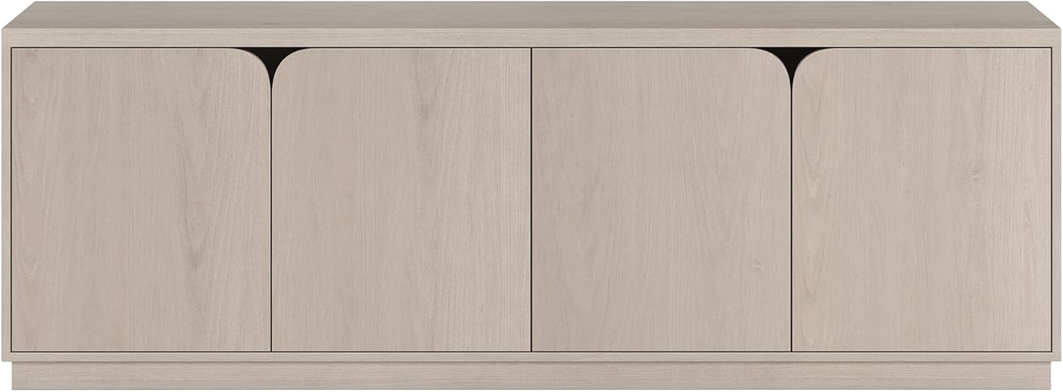 Henn&Hart TV Stand for TVs up to 78" with Concealed Storage Cabinets and Adjustable Shelves for Living Room, Family Room, or Office, Beech White