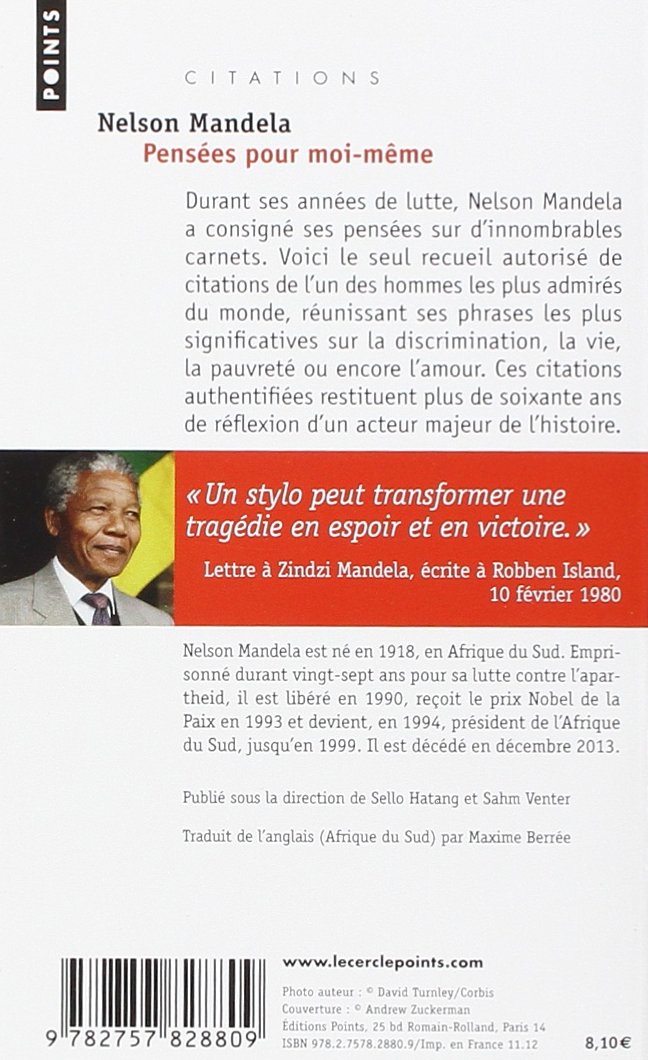 Pensees Pour Moi Meme Le Livre Autorise De Citations Mandela Nelson Books Amazon Ca