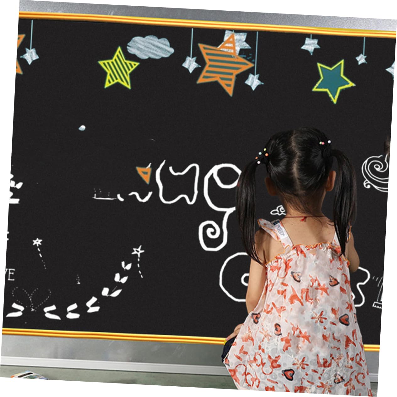 Lurrose 3 Stück Erasable Blackboard Sticker Set Selbstklebende Abwischbare Tafelfolie für Kreatives Zeichnen und Schreiben für Wände Schwarz