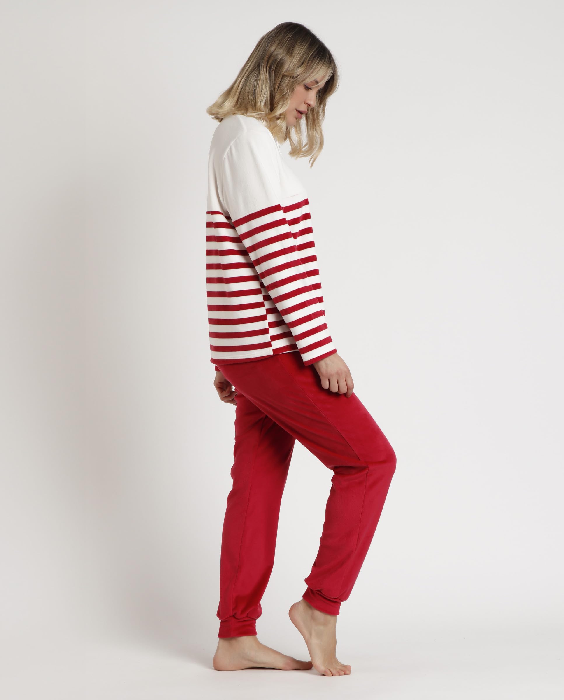 Disney Pijama Manga Larga Rayas King Mickey para Mujer