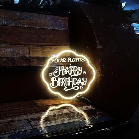 Personalized Your Name Custom Happy Birthday Led Neon Sign 3d Art Usb Operated Dimmable Neon Light Signs For Home Decoration Birthday Party Children Kids Gifts Happy Birthday Style 3 Warm White