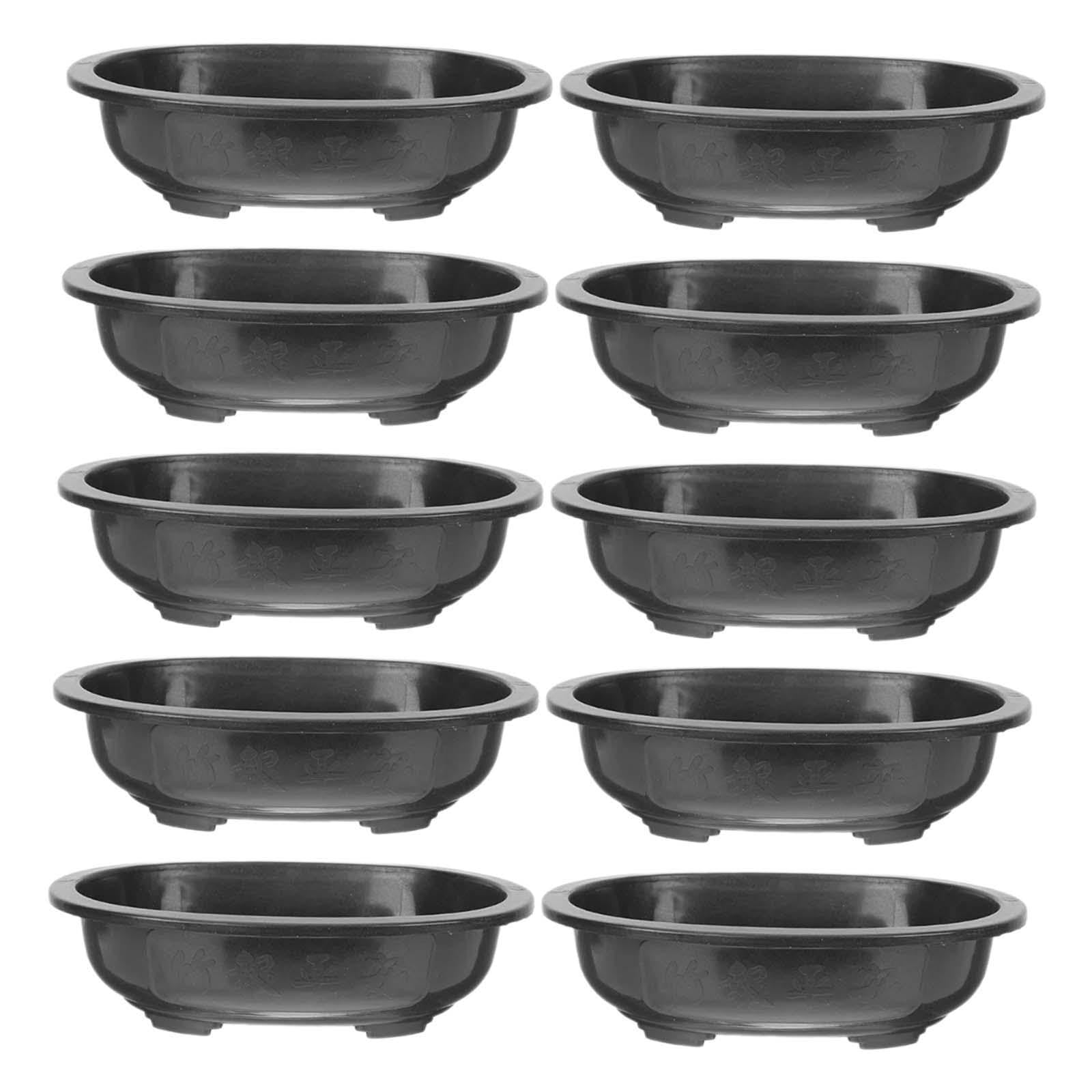 QIXCXAZ Bonsai Training Pots Oval Planter Pot With Breathable Drainage Holes Plant Health Lightweight Modern Is Not Easy To Rupture Or Deform Bonsai Training, Black, 310x240x85mm