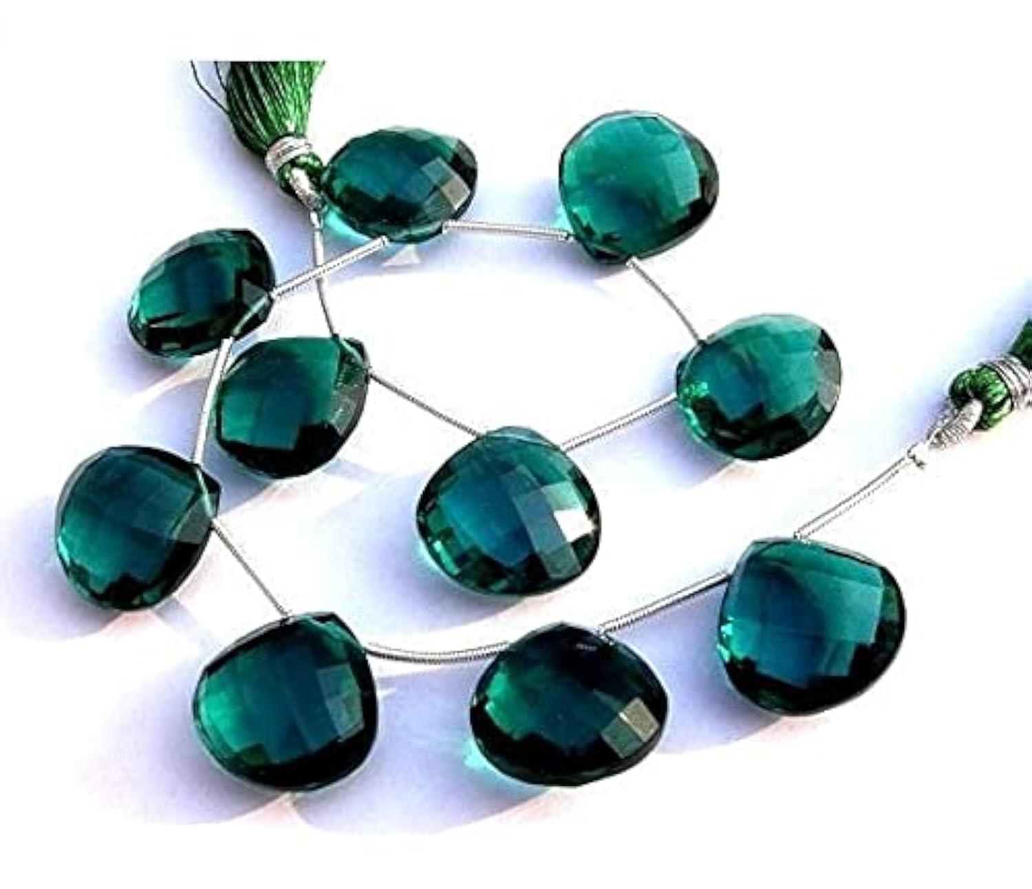 Quartz bleu teal AAA facetté cœur 16mm pour création bijoux de luxe en perles